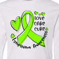thumbnail image 4 of Inktastic Love, Care, Cure Lymphoma Awareness Lime Green Ribbon Hearts Long Sleeve Youth T-Shirt, 4 of 5