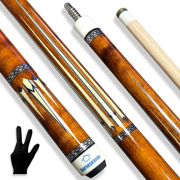 HomeSeason Pool Cue Stick 58inch 20oz 12.5mm Tip Professional Billiard Canadian Maple Wood 2-Piece Combination Cues Sticks(Brown)