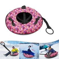 ToppiJoy 31.49'' Snow Tube Heavy Duty Oxford Cloth Inflatable Snow Sled for Sledding with Tow Strap Pink Snow Tube Sled with 2 Grippable Handles Hold up 220.46-396.83lbs