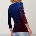 thumbnail image 3 of Iaqnaocc 4th Of July Womens Shirts Ribbed 3/4 Sleeve American Flag Striped Independence Day Blouses Slim Fit Trendy Round Neck Summer Festival Tee Tops Dark Blue L, 3 of 3