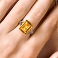 thumbnail image 4 of Gem Stone King 925 Sterling Silver Yellow Citrine Solitaire Engagement Ring for Women (8.20 Cttw, Emerald Cut 14X10MM, Gemstone Birthstone, Available 5,6,7,8,9), 4 of 6