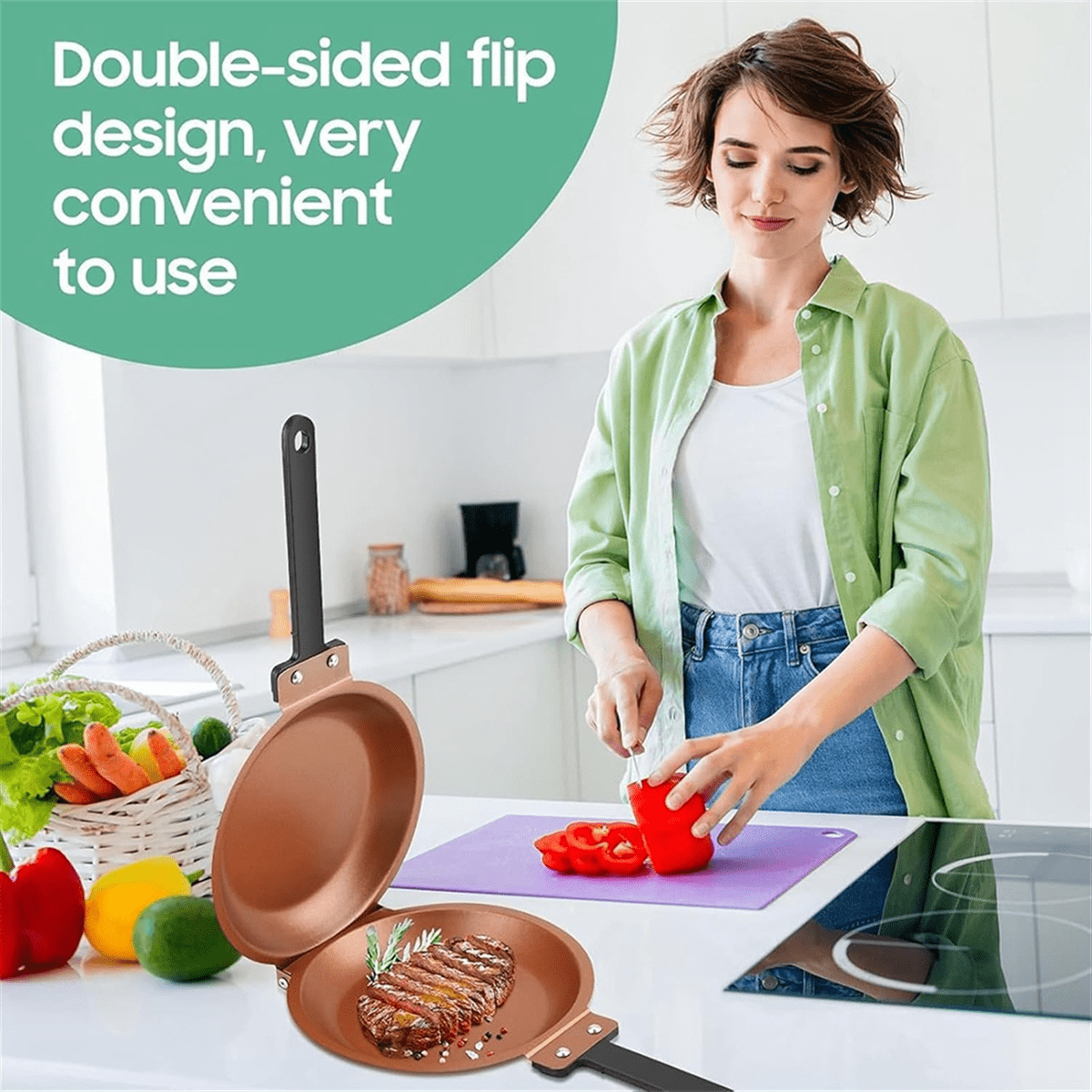 Cake Pan Mexican Folding Non-Stick Frying Double-Sided Breakfast Gold