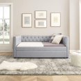 thumbnail image 6 of Daybed with Trundle, Muumblus Modren Upholstered Adult Pull Out Sofa Bed for Bedroom & Living Room, Full Size Frame, Ligth Grey Upgraded Velvet, 6 of 8