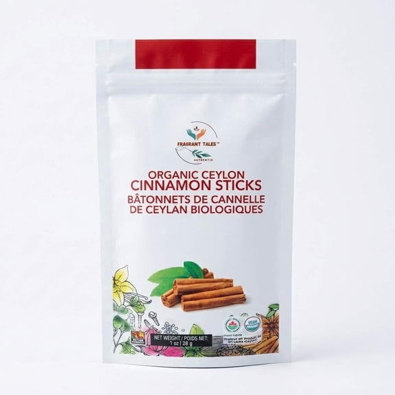 Premium Organic Ceylon Cinnamon Sticks 4" (1 oz), 5–7 sticks, True Ceylon, USDA Certified, Non-GMO, Gluten-Free, Pure Sri Lankan Cinnamon for Cooking & Baking
