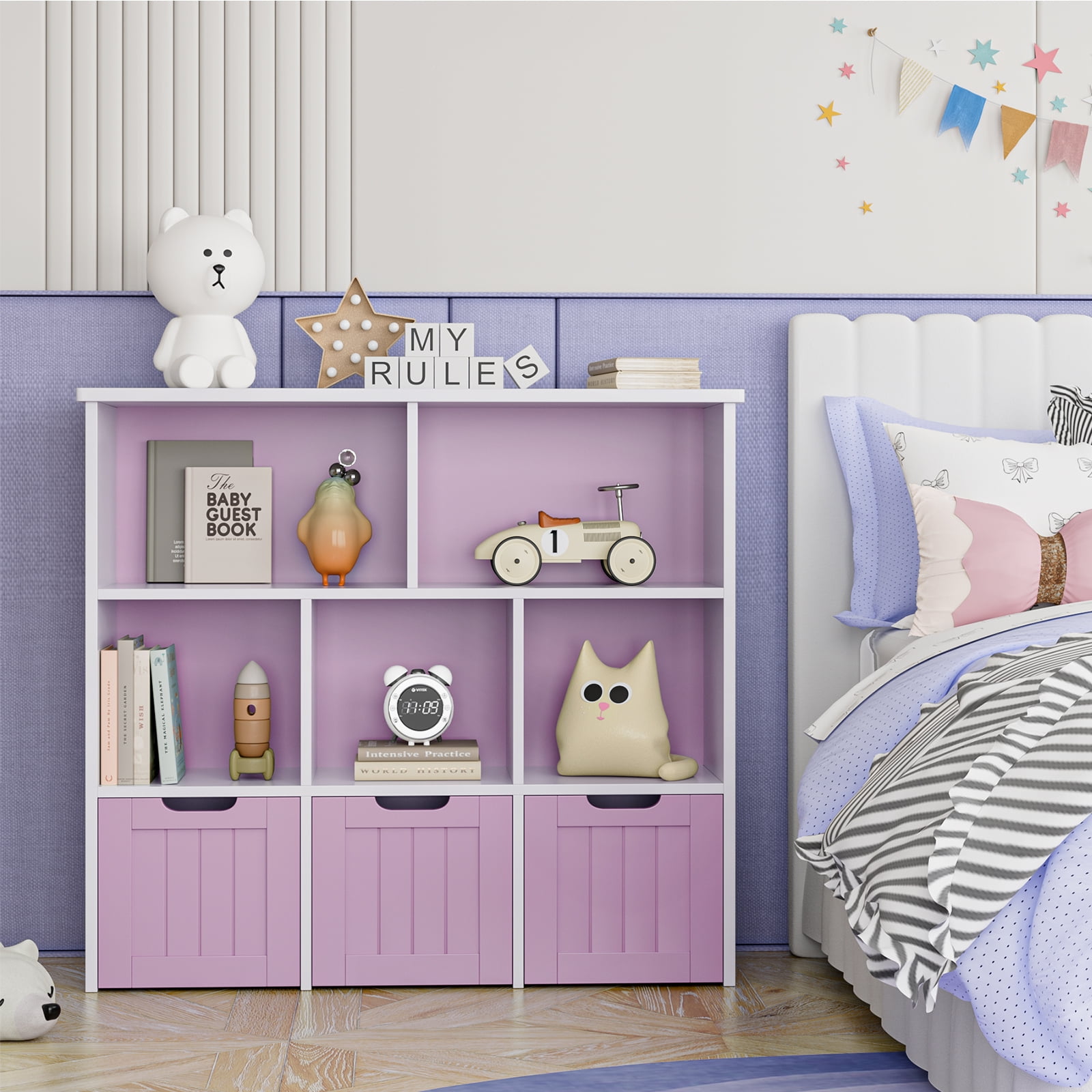 置物 moca051 Homfa Toy Storage Organizer with 3 Movable Drawers, 5 Cube