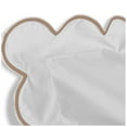 thumbnail image 3 of 400 Thread Count White Cotton Sateen Hotel Stitch Duvet Cover in Scalloped Embroidery Oversized King Taupe Border, 3 of 6