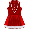 thumbnail image 6 of TiaoBug Christmas Gingerbread Costume for Kids Girls Cookie Role Play Velvet Tutu Dress Dancewear Red 12, 6 of 7