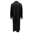 thumbnail image 4 of JAJAHO Mens Kaftan Abaya Long Robe Striped Arab Thobe Button Stand Collar Long Sleeve Loose Fit Ankle Length Robe, 4 of 7
