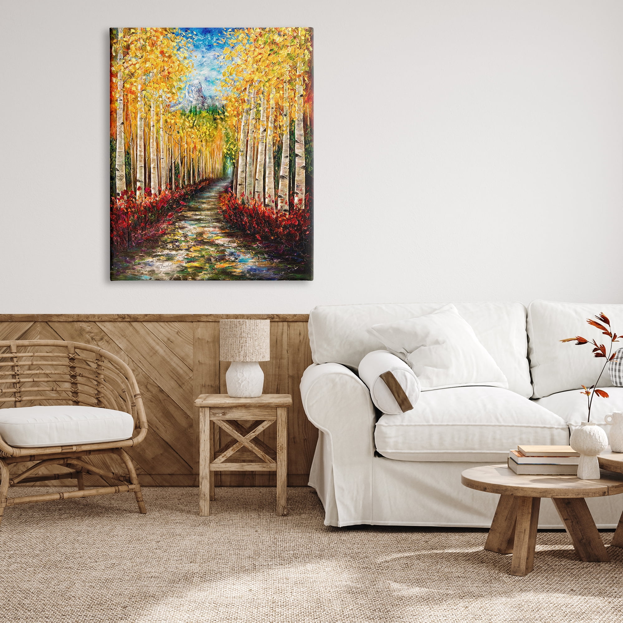 Stupell Industries Modern Birch Grove Painting Nature Painting Gallery Wrapped Canvas Print Wall Art, 36 x 48
