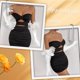 thumbnail image 4 of Guantes de novia largos blancos de terciopelo satinado, suaves al tacto, para fiesta de té formal, elásticos, con tul plisado y puños con volantes sobre el codo., 4 of 9