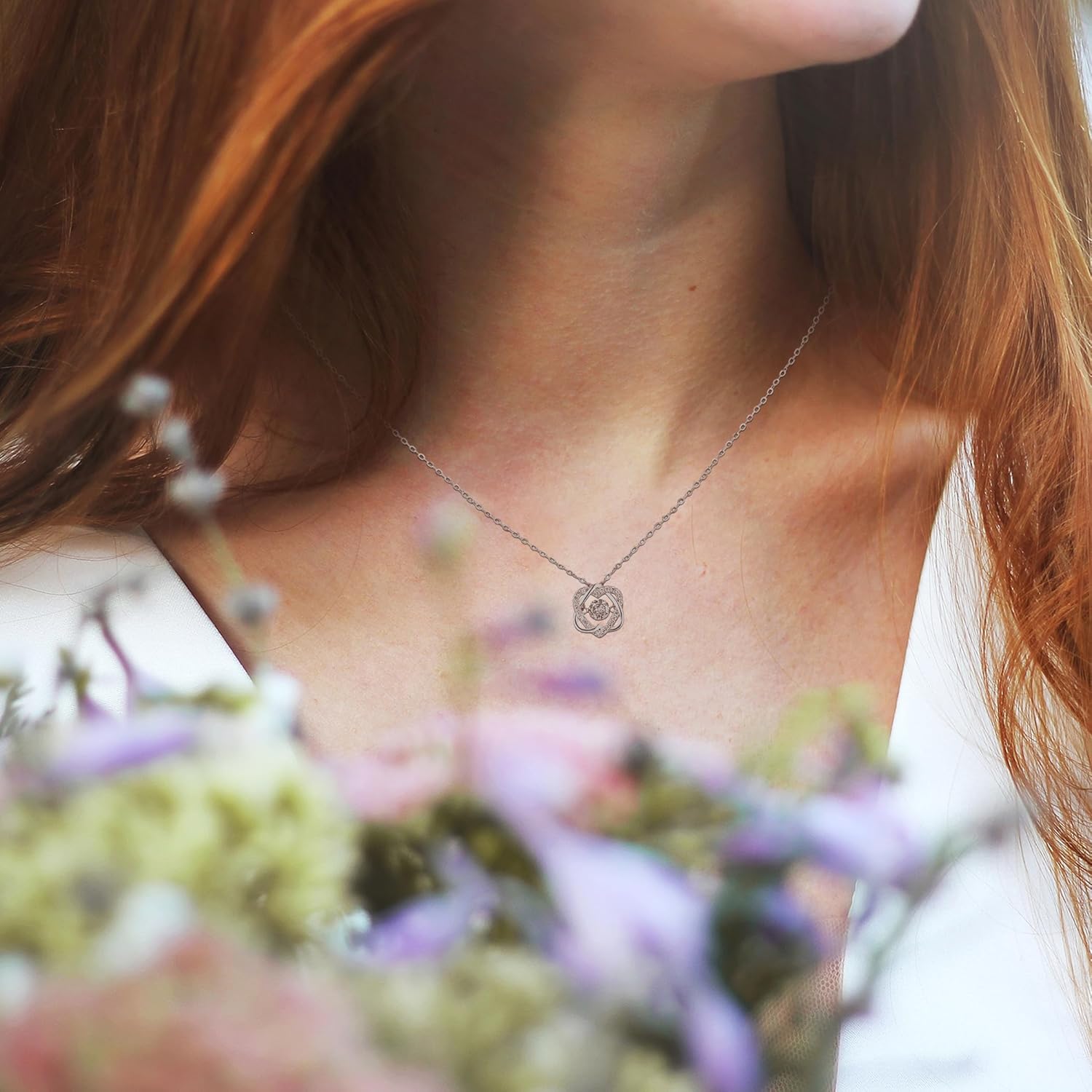 Sterling Silver Interlocking 2 Hearts Necklace, Female Godmother Gifts for Goddaughter, Baptism, First Confirmation, Easter, Graduation, Birthday