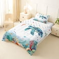 thumbnail image 2 of jejeloiu Watercolor Sea Turtle Twin Comforter Sets,Coral Reef Print Bedding Set For Boys,Blue White,Polkadot Reversible,2 Pieces,1 Comforter and 1 Pillowcase, 2 of 7