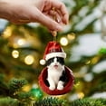 thumbnail image 1 of Santa-Hat Cute Cats Series Acrylic Ornaments Festive Felines Hanging Decoration For Christmas Trees, 1 of 6