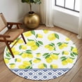 thumbnail image 3 of Round Area Rug 8 Ft, Yellow Lemons Washable Non-Slip Circle Carpet for Living Room/Bedroom, Watercolor Summer Botanical Elegant Pastoral Collection Low-Profile Large Area Rugs for Indoor, 3 of 7
