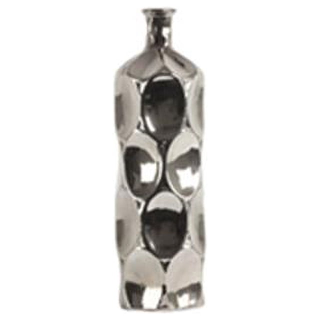 Collection Tendances Urbaines Vase à Bouteille Ronde en Céramique 24496, Argent - Petit