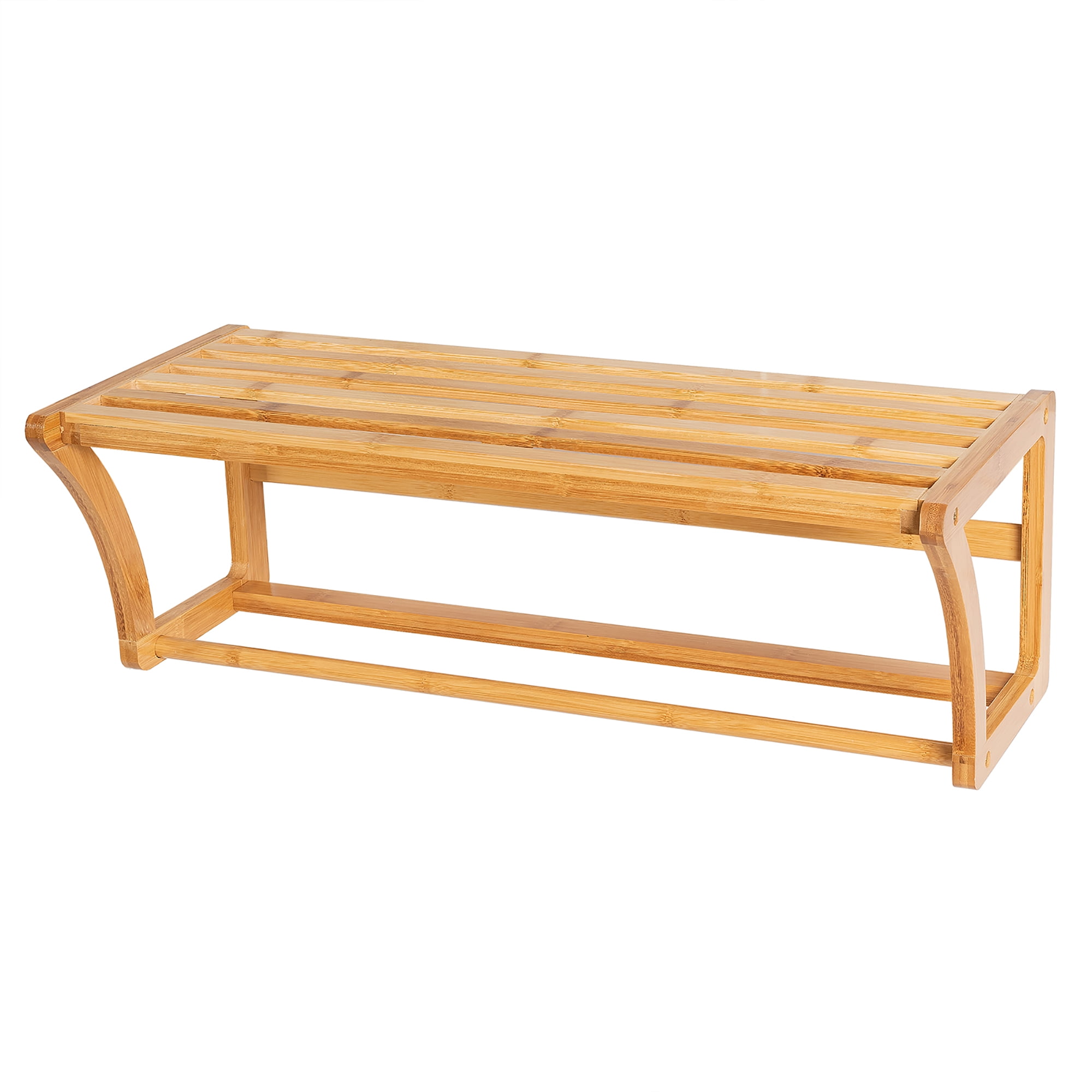 Costway Bamboo Towel Rack Wall Mounted Storage Shelf Bar Bathroom