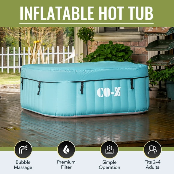 CO-Z 4 Person 5ft Inflatable Hot Tub Pool with Massage Jets and All Accessories Green