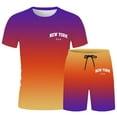 thumbnail image 5 of LEKDFST Men's 2 Piece Short Sets Loose Fit Letter Print T Shirt and Shorts Summer Casual Outfits Activewear Light Purple L, 5 of 5