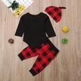 thumbnail image 2 of Newborn Infant Baby Boy Clothes Long Sleeve Romper,Deer Plaid Pant+ Little Man Hat 3Pcs Outfits Set (18-24 Months), 2 of 4