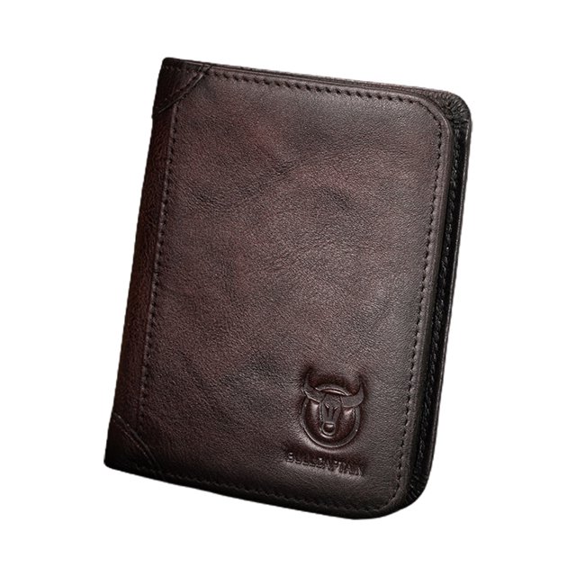 Men Large Capacity Genuine Leather Bifold Wallet RFID Blocking Vintage Credit Card Holder