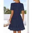 thumbnail image 5 of Merokeety Womens Summer Dresses Eyelet Floral Ruffle A Line Mini Beach Vacation Dress Navy m, 5 of 5