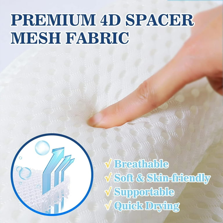Bath Pillow Bathtub Pillow, Bath Pillows for Tub Neck and Back Support, Bath Tub Pillow Headrest with Soft 4D Mesh Fabric and Non-Slip Suction Cups, Relaxing Bath Accessories Spa Gifts