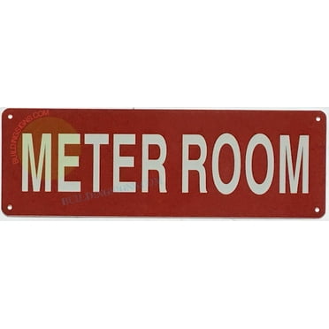 METER ROOM SIGN-(4x12,RED,ALUMINUM) -ref19722