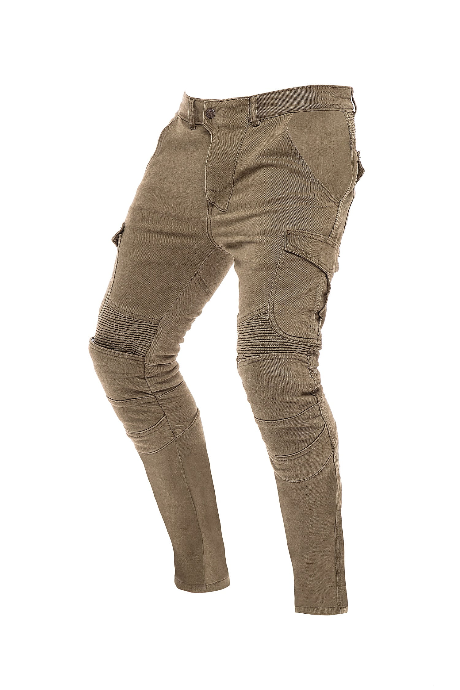 GREY COTTON CAMO CARGO WITH KEVLAR MOTORBIKE MOTORCYCLE TROUSERS MENS BROWN 
