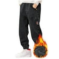 thumbnail image 2 of AherBiu Kid Boys Clothes Fleece Lined Jeans High Waisted Thermal Warm Denim Pants Trousers with Pockets, 2 of 4