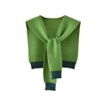 thumbnail image 2 of Women's Casual Sweater Shawl Wraps Knitted Collar Color Block Scarf Top Lightweight Shoulder Cape - Womens Trendy Shawl Wraps Scarf Knotted Shoulder Tops Sweater Cover Up Blouses Green One Size, 2 of 3