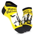 thumbnail image 6 of Happy Halloween Funny Grave Site Night Hunted House Black Bat Scary Lowcut Ankle Women 3-Pairs Yellow Black, 6 of 9