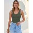 thumbnail image 4 of ANRABESS Womens Tank Tops 2026 Ribbed V Neck Summer Tops Basic Slim Fitted Sleeveless T Shirts Soft Knit Cami Tee Casual Layering Shirts Army Green M, 4 of 13