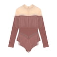 thumbnail image 4 of Alvivi Justaucorps de Danse pour Femmes Manches Longues Patchwork en Maille avec Strass Robe de Danse Latine Tango Rose Poussiéreux m, 4 of 5