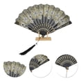 thumbnail image 3 of Unique Bargains Rose Lace with Tassel Folding Fan for Weddings and Parties 1 Pc Gold Tone, 3 of 5