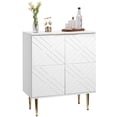 thumbnail image 1 of Eastvita White Modern Accent Storage Cabinet with 2 Decorative Embossed Pattern Doors/Inner Shelf for Living Room/Entryway//Kitchen, 1 of 6