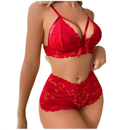 

XHJUN Women S Teddy Lace Lingerie Underwear Set 2 Pieces Sexy Babydoll Bra And Panty Sheer Chemise With Strappy Bodysuit Set