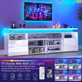 thumbnail image 3 of ANPOO LED TV Stand for TVs up to 95",High Gloss Gaming Entertainment Center Media Console with Power Outlet,Open Shelves and 2 Storage Cabinets,White, 3 of 9
