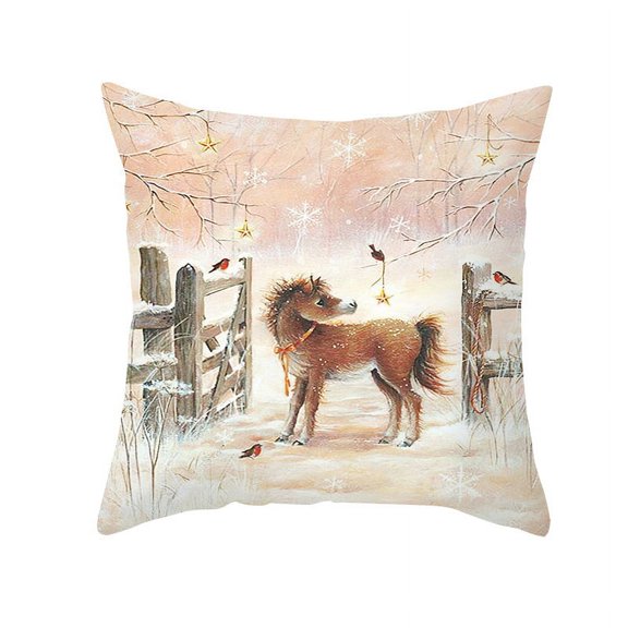European And American Christmas Pillow Peach Skin Elk Print Living Room Bedroom Pillow Cover Home Cushion Cover