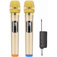 thumbnail image 1 of microphone Sans Fil, microphones Dynamiques Numériques Doubles, Récepteur rechargeable, Prêt à l'Emploi, Convient au Chant, au Karaoké, aux Fêtes, aux Réunions, aux Églises, aux Mariages, au DJing et aux Rassemblements (Or)., 1 of 5