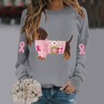 thumbnail image 2 of Jindong Women's Dog Ribbon Breast Cancer Awareness Print Sweatshirt, 2 of 5