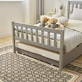 thumbnail image 2 of Ktaxon Wood Bed Frame with Trundle, Twin Bed with Headboard, Gray, 2 of 8
