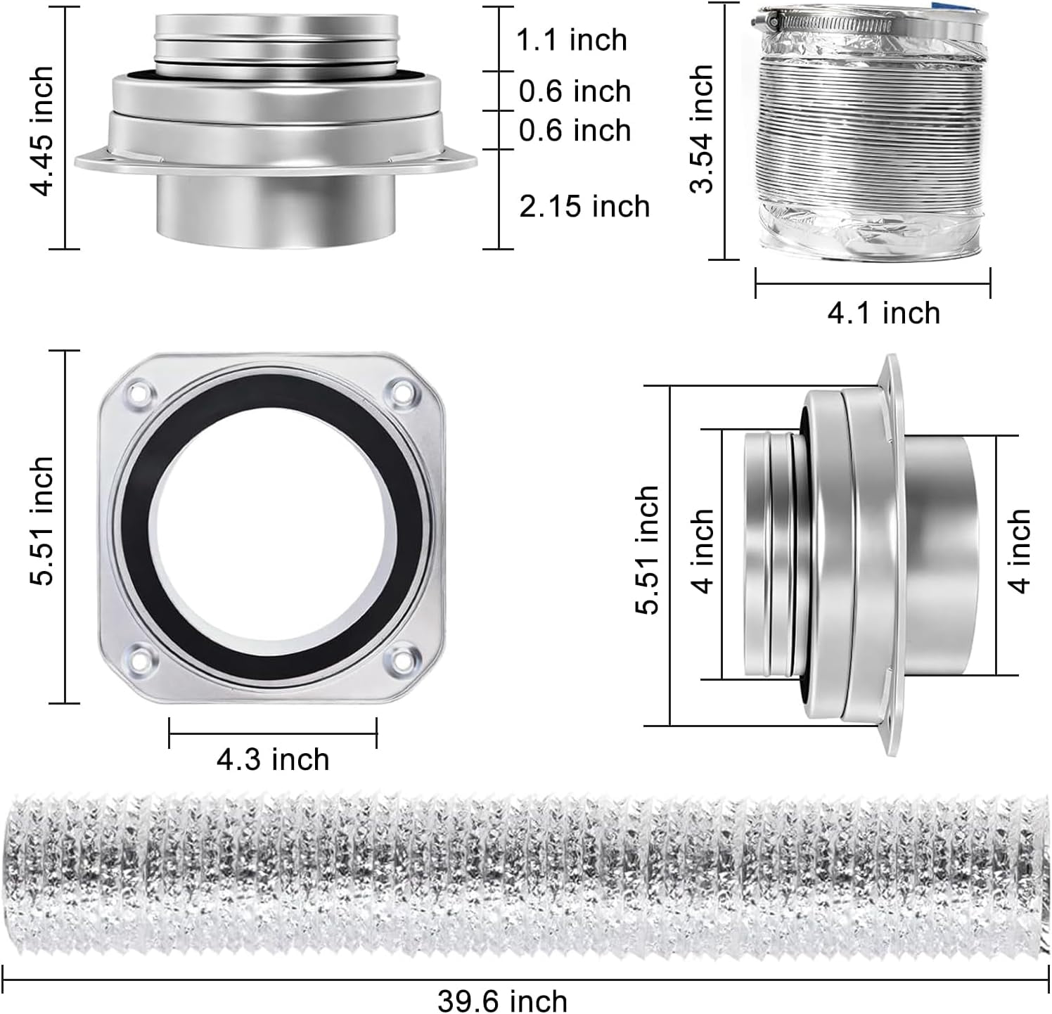 4 Inch Magnetic Dryer Vent Connector Kit Quick Connect Dryer Hose Coupling with Flexible Duct Clamps Dryer Vent Replacement Parts for Tight Spaces Easy Cleaning