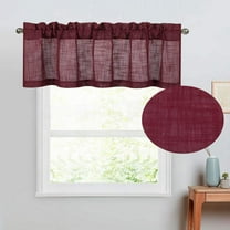 Rooney Luxury Textured Burgundy Sheer Linen Valance, 52” x 18”