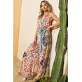 thumbnail image 3 of Flying Tomato Women's Juniors Boho Printed Halter Wide Leg Jumpsuit (Ivory, Small), 3 of 5
