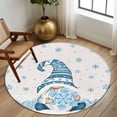 thumbnail image 3 of Blue Gnomes Christmas Round Area Rug 5 FT, Non Slip Bedroom Area Rug, Blue Xmas Snowflake Winter Rustic Washable Soft Circular Carpet Floor Mat for Kitchen Dining Room Foyer Balcony Dorm, 3 of 9