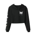 thumbnail image 4 of YONGHS Kids Girls Long Sleeve Hooded Sweatshirt Tops with Sweatpants for Hip-hop Dance Performance Black 10, 4 of 6