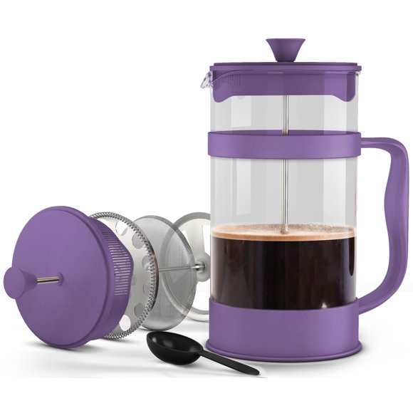 Utopia Kitchen Cafetera de prensa francesa de 12 onzas y 0,35 litros, tetera, prensas de café de viaje, cafetera de borosilicato espesado resistente al calor para regalos de viaje de camping, paquete