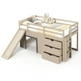 thumbnail image 1 of Costway Twin Low Loft bed with Slide Ladder Storage Drawers Play Game Space Wooden, 1 of 10