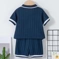 thumbnail image 6 of Tfken Toddler Teen Girls Outfits Sets Size 18-24 Months Solid Color Short Sleeve T Shirts Shorts Fashion Relaxed Striped Navy Clothing Set, 6 of 6
