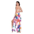 thumbnail image 3 of FORMRS Womens Long Sarong Beach Wrap Semi-Sheer Bikini Skirt Bathing Swimsuit Cover Up, White Colorful Circles, 3 of 7